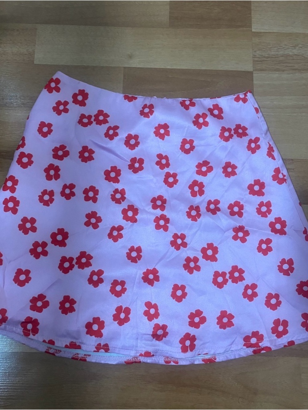 Princess Polly Pink Mini Skirt with Red Floral Print